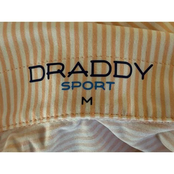 Draddy Sport Men's Medium Short Sleeve Golf Polo Muted Orange White Striped🏌️ - Picture 7 of 8